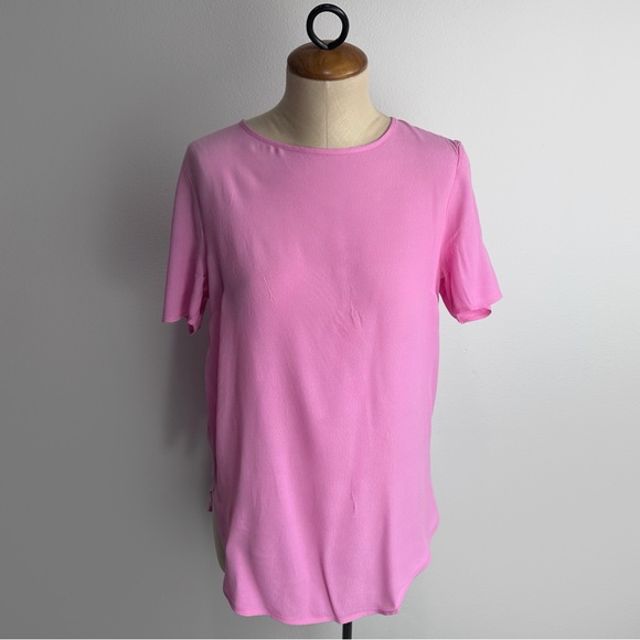 H&M Bubblegum Pink Short Sleeve Blouse Top Viscose Size 4 - Picture 3 of 8